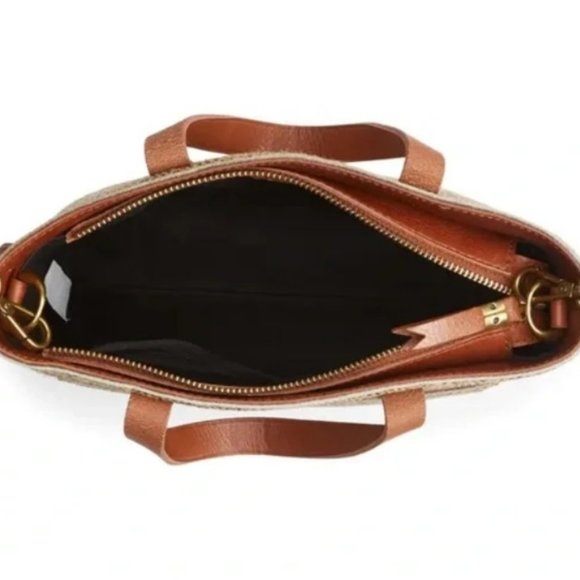 Madewell Small Zip Top Hair Calf Leopard Transport Tote in Autumn Gold NWT - Picture 3 of 6